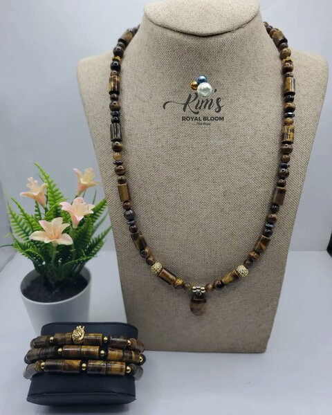 Tigereye tube bead necklace 