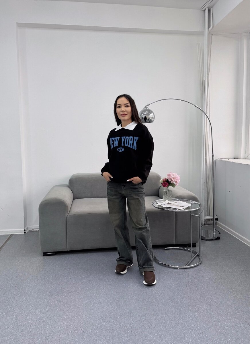 Свитшот с воротником на флисе