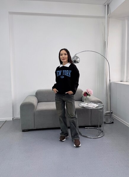 Свитшот с воротником на флисе