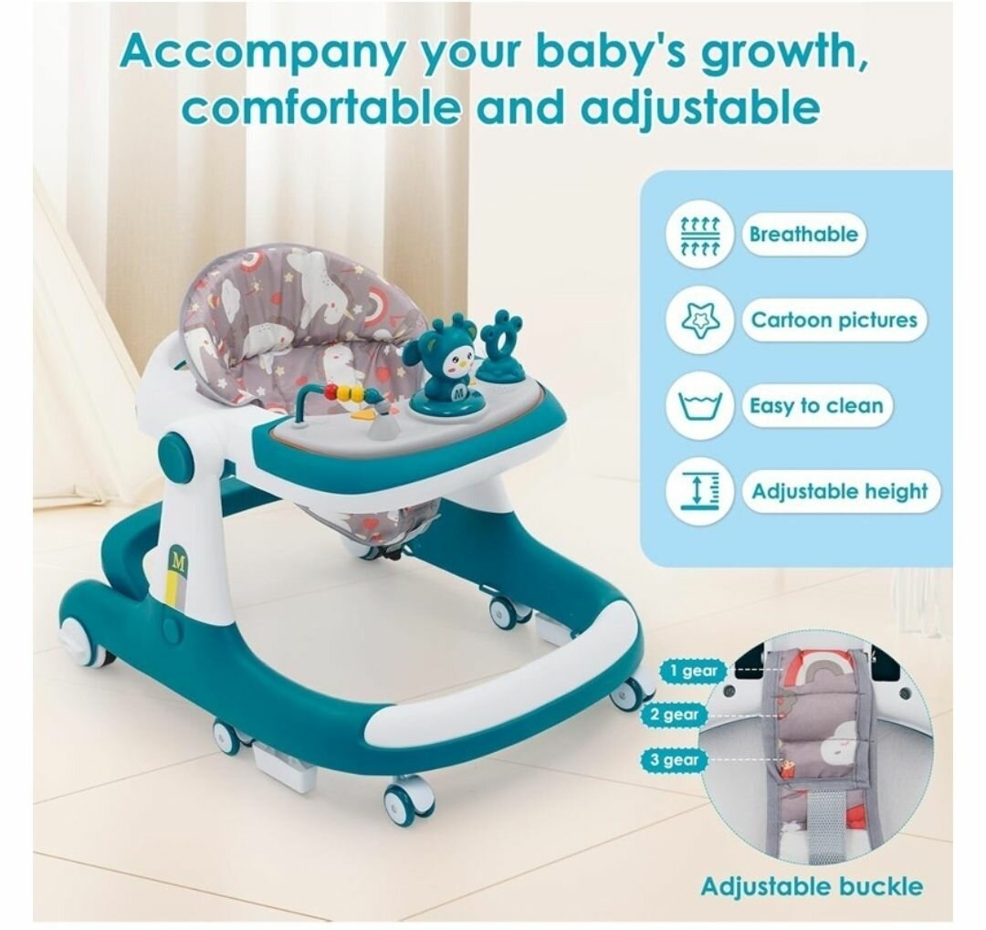 6+ MONTH MULTI-FUNCTION BABY FOLDABLE WALKER RING WITH 360-