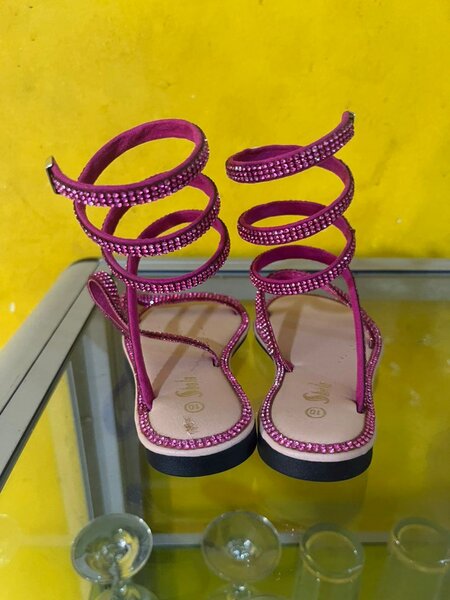 Sandales Strass Roses Élégantes