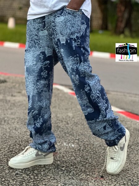 Pantalon en jean imprimé