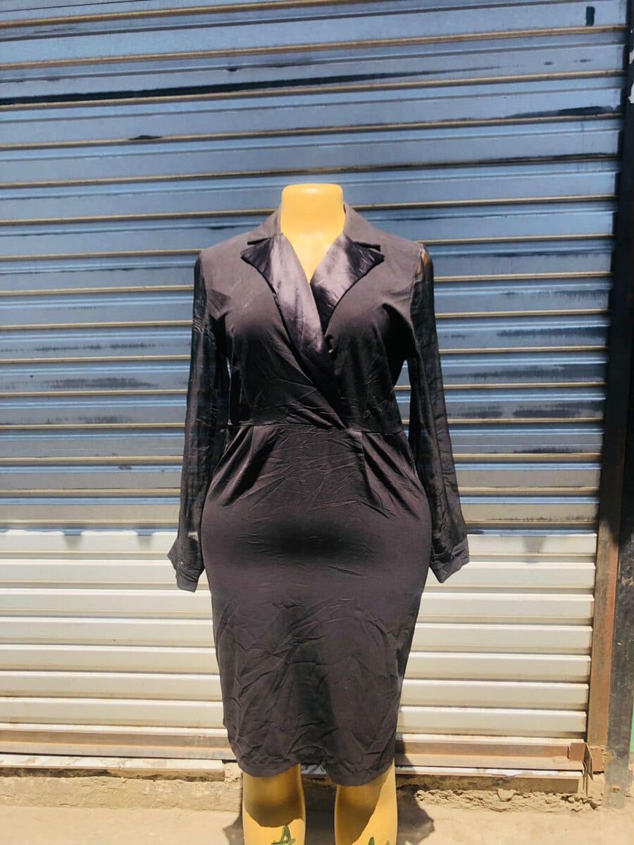 Black dress with satin collar