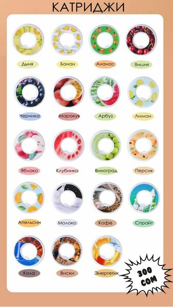 Картриджи для бутылки, с вкусами
