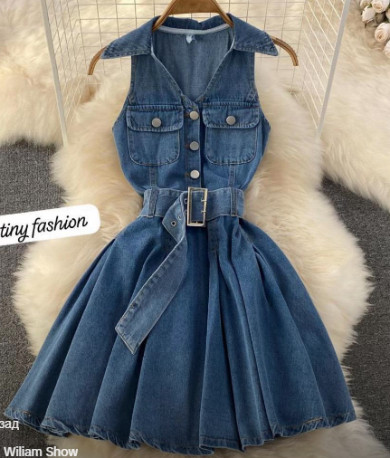 Flared Denim Dress