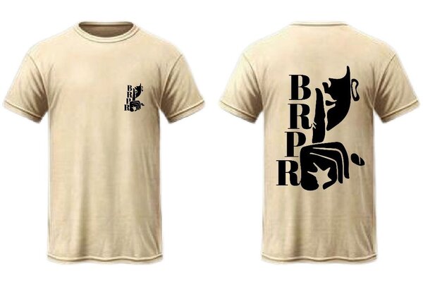 T-shirt beige logo stylisé