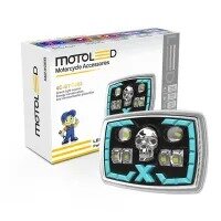 AKE 1-PC Original Motoled 4C-BT-TJ02-WY Skull Cross High Low 5 Function Semi-assembly Motorcycle Projector Lens Led Accessory Headlight LED Square Led Lamp for Honda CD70 CG125 70cc Moto's Fog Light