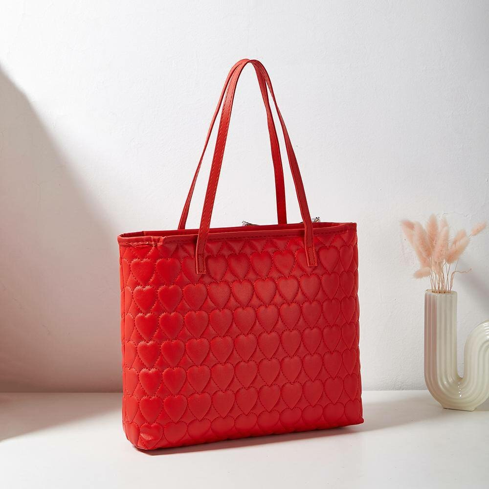 Sac cabas rouge élégant cœur