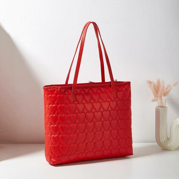 Sac cabas rouge élégant cœur