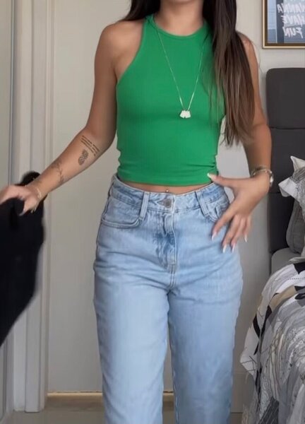 Green Ribbed Tank Top