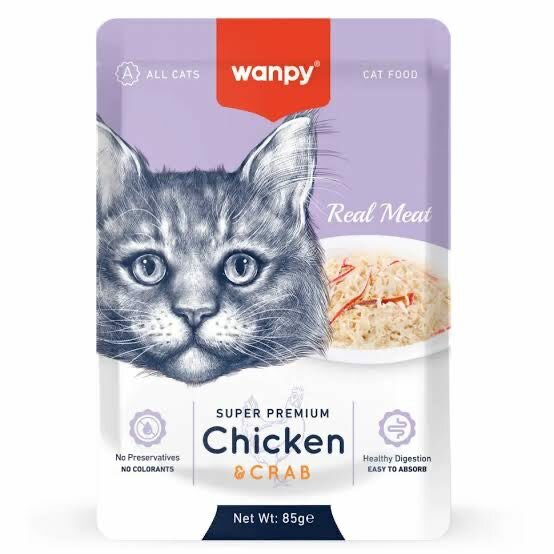 Wanpy Adult Cat Real Meat Chicken & Crab 85 g Pouch