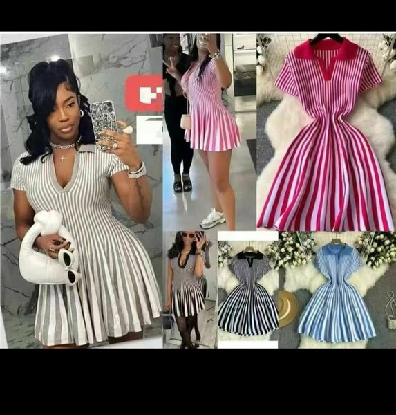 Robe Évasée Rayée Élégante