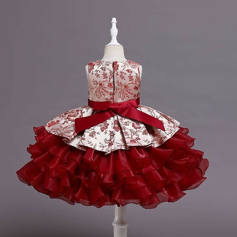 Elegant Red Floral Dress