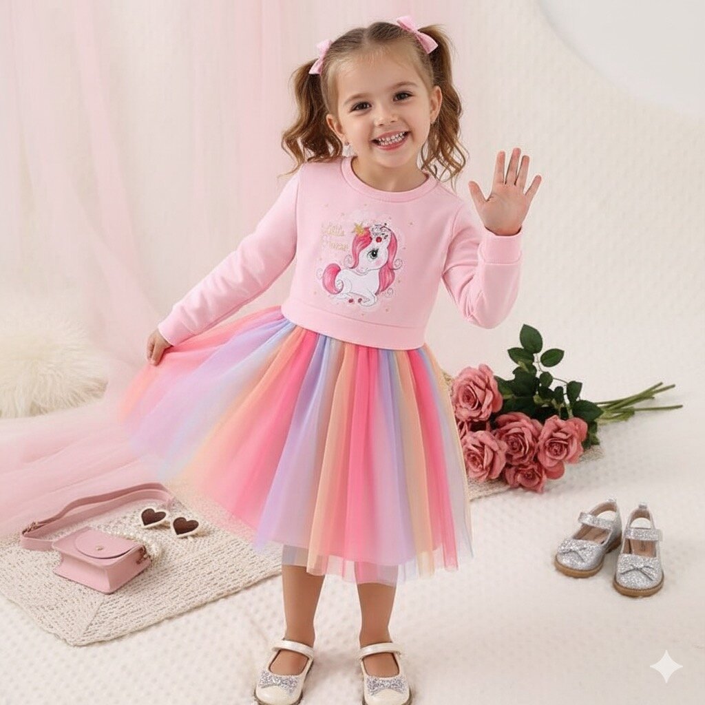 Robe Licorne Arc-en-ciel Fille