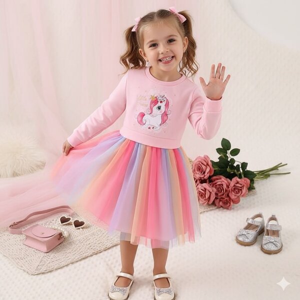 Robe Licorne Arc-en-ciel Fille