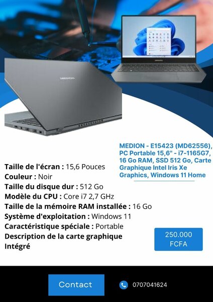 Ordinateur Portable Medion i7 16Go