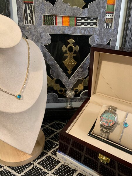 Silver Watch with Blue Diamond Bracelet