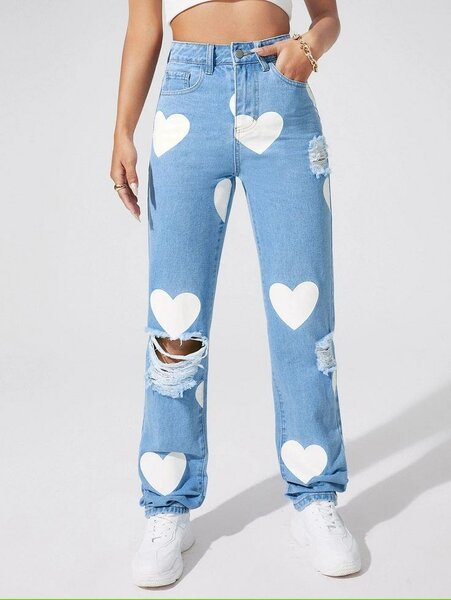 Jean décontracté décoré