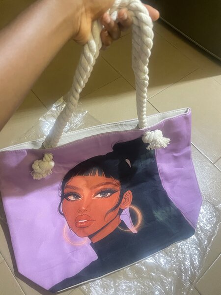 Sac tote violet illustré