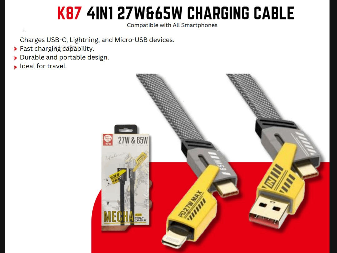 K87 4IN1 27W&65W CHARGING CABLE
