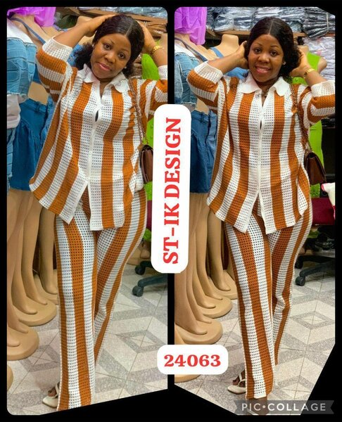 Ensemble pantalon rayé femme