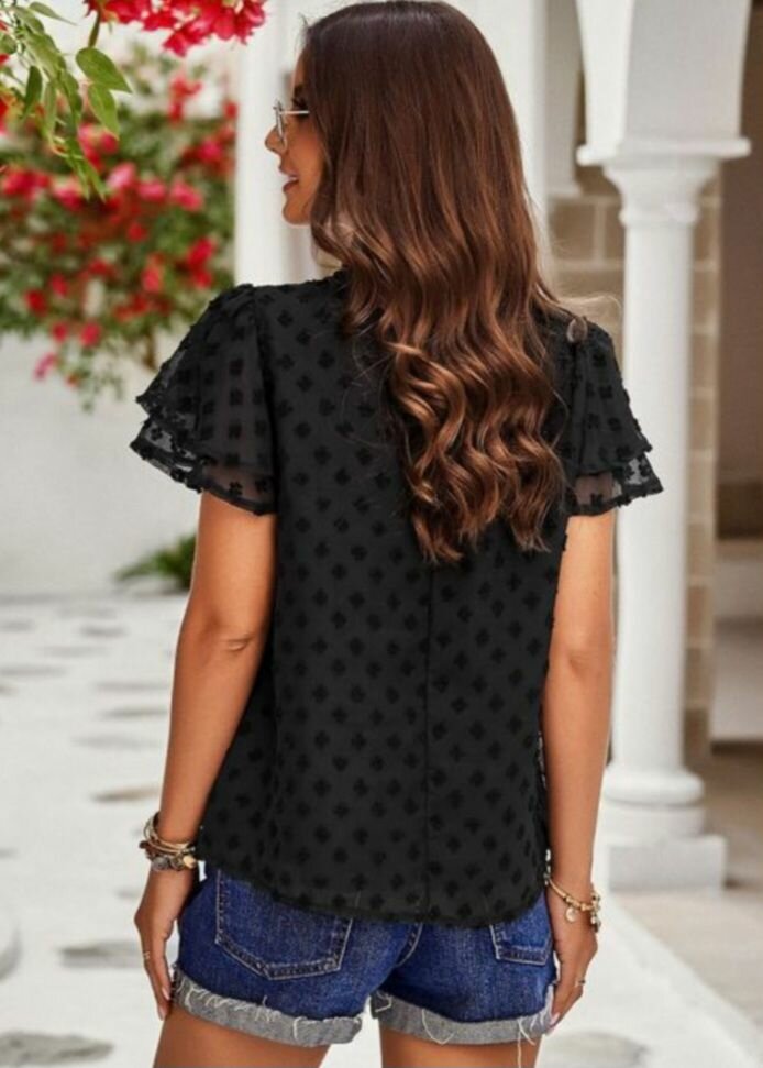 Women's Blouses Short sleeved Round Neck Shirt