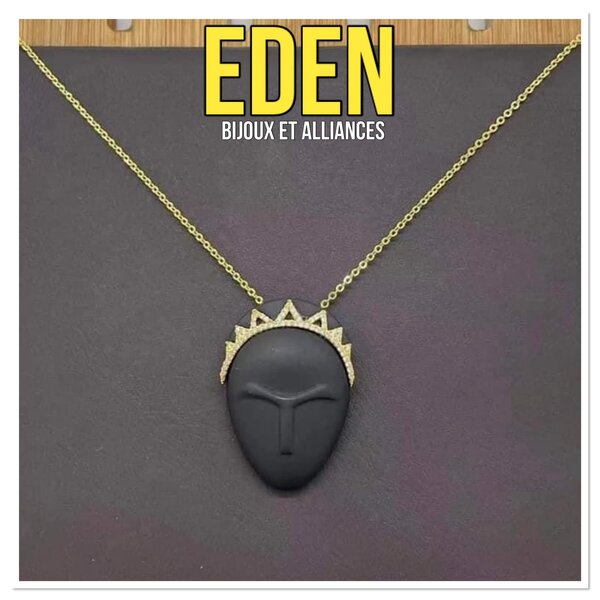 Chaîne avec pendentif masque, plaqué or