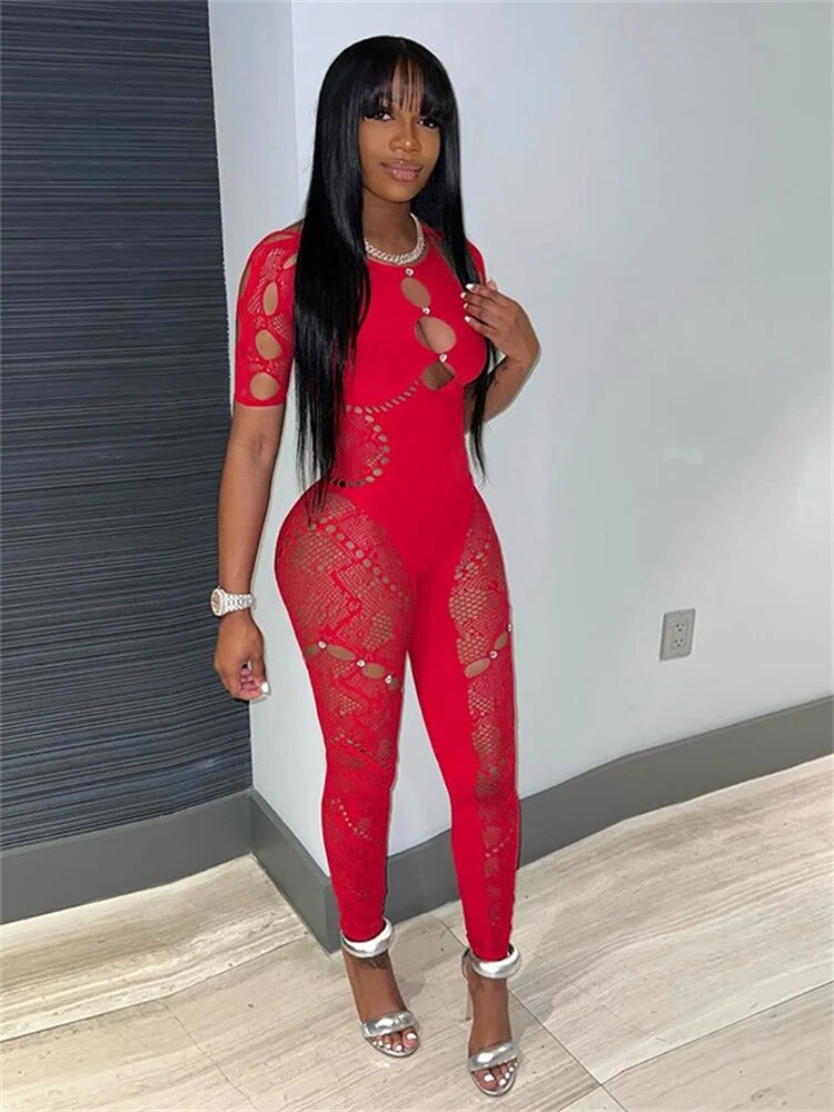 Combinaison Rouge Sexy Femme