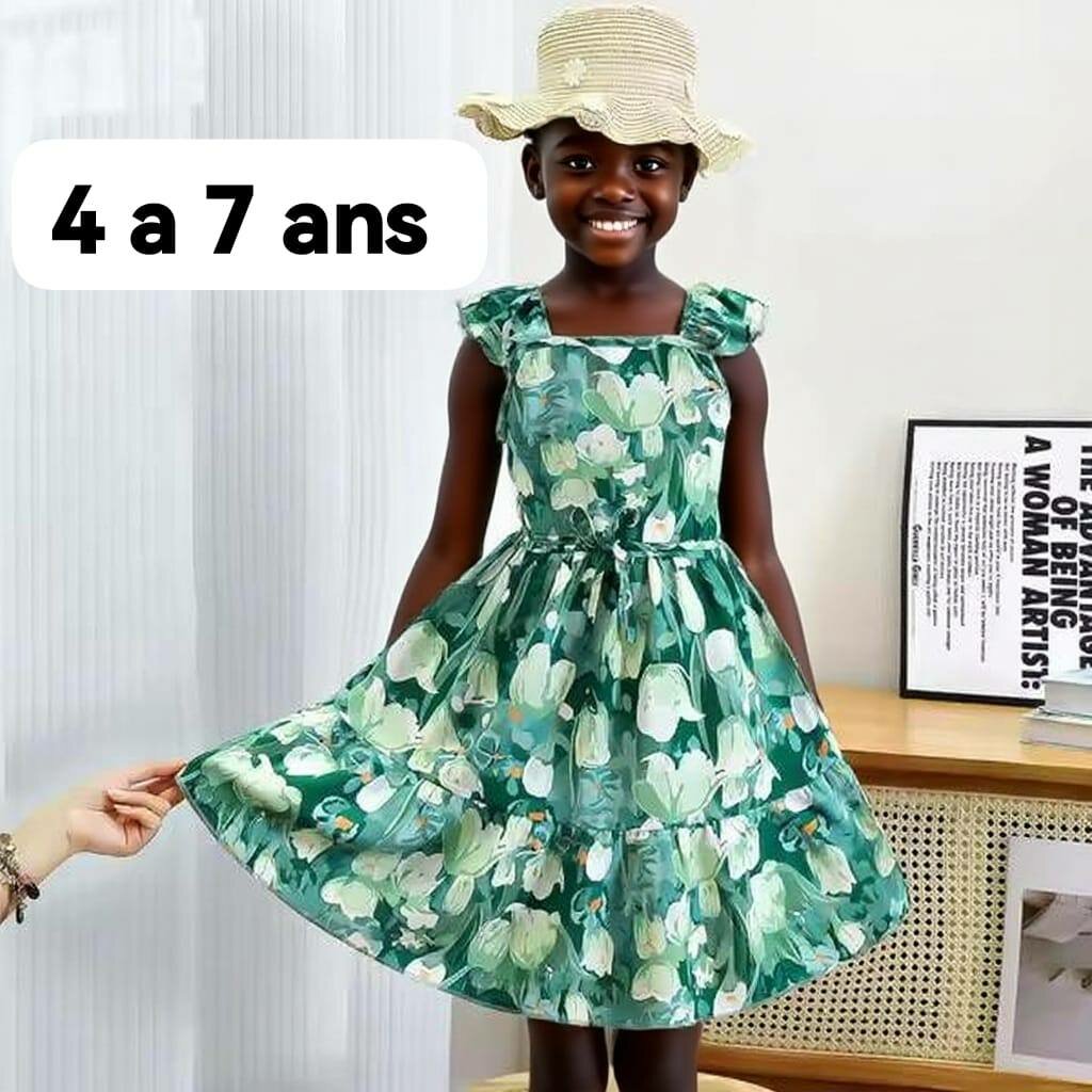 Robe Évasée Fille Fleurie