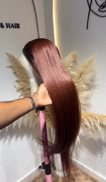 Perruque Lace Front Cheveux Lisses Chocolat