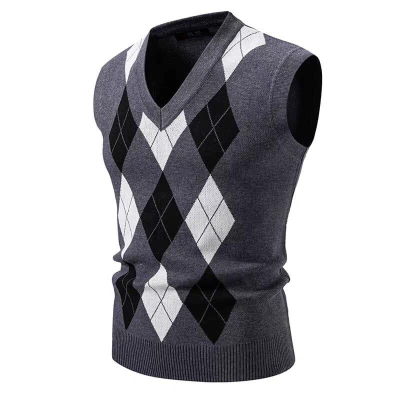 Pull sans manches motif argyle