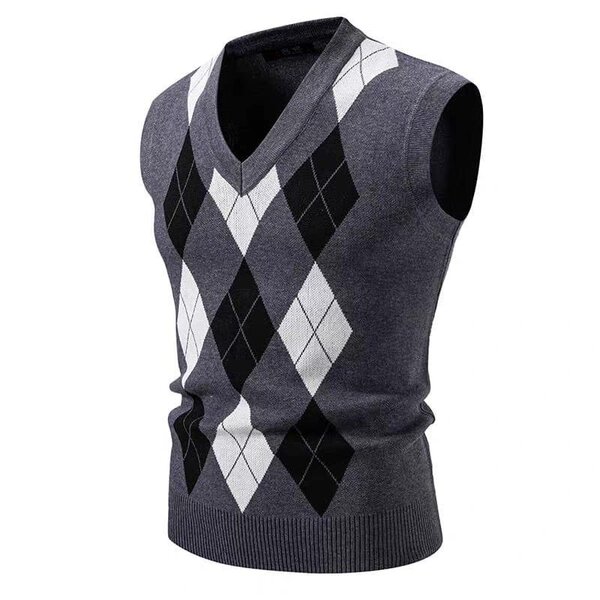 Pull sans manches motif argyle