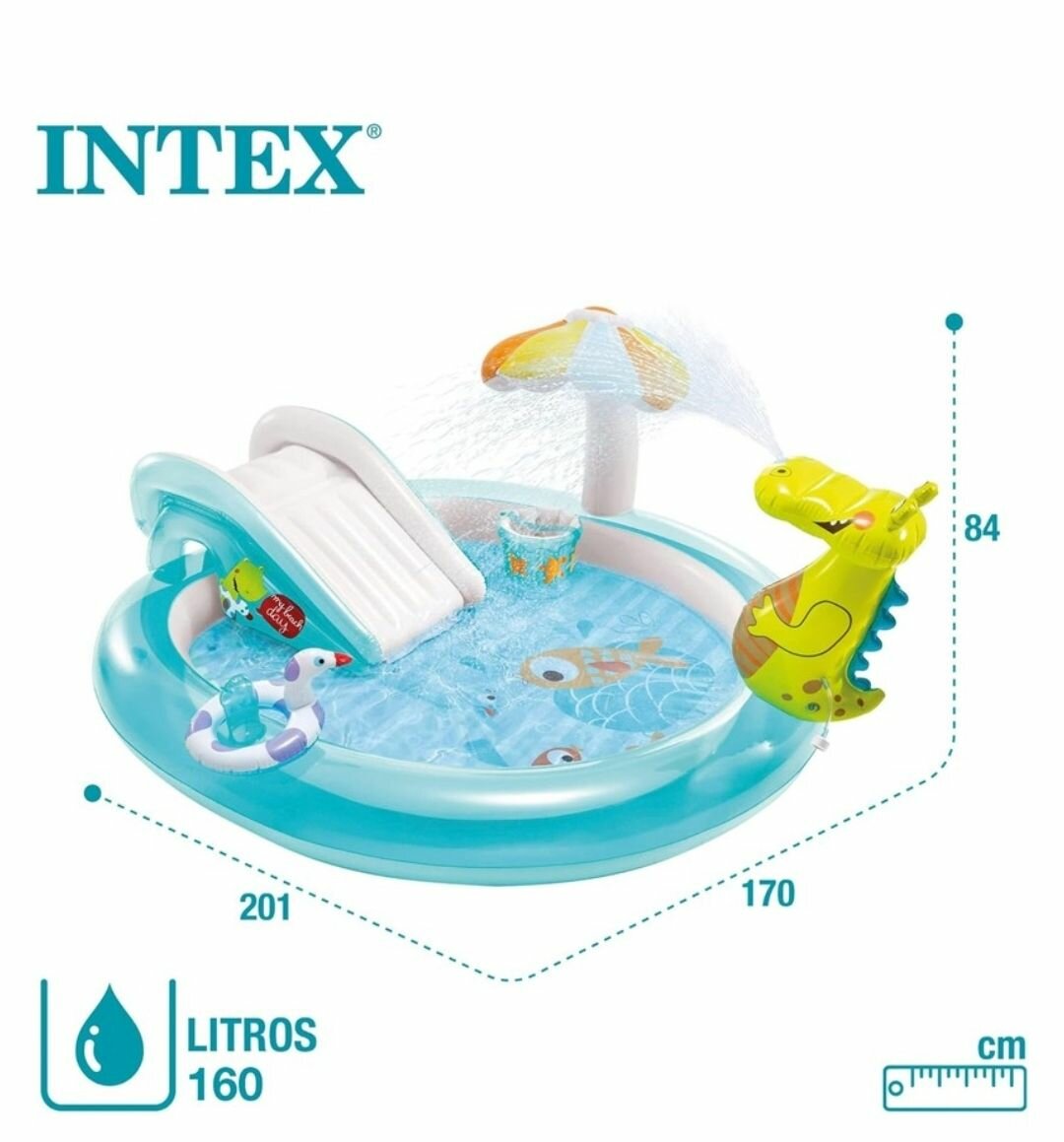 OUTDOOR INFLATABLE GATOR POOL WATER PLAY SWIM CENTER 57165NP