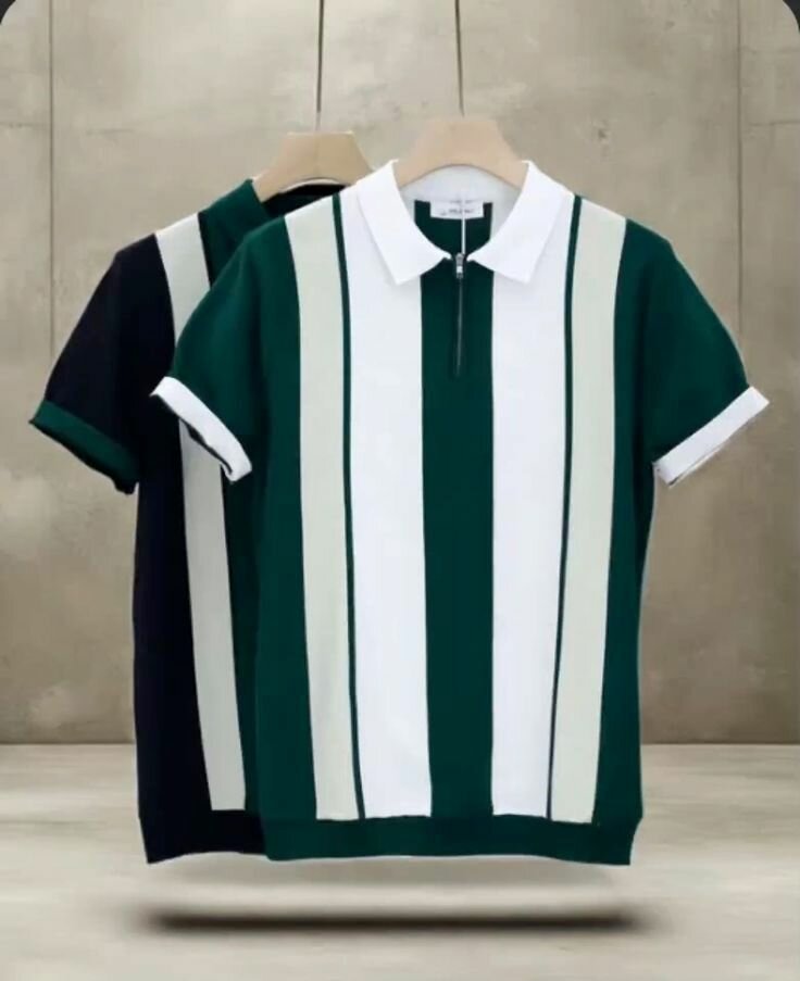 Polo en tricot rayé