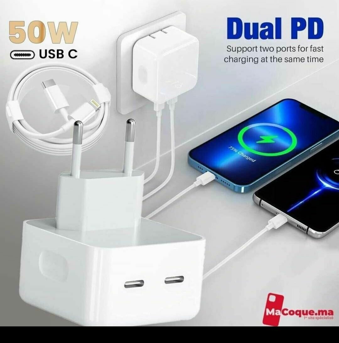 Chargeur rapide 50W Double USB-C