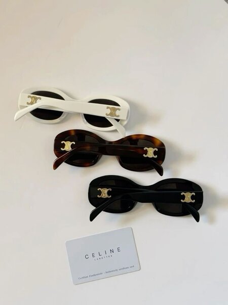 CELINE OVAL SUNGLASSES WHITE AND BLACK
