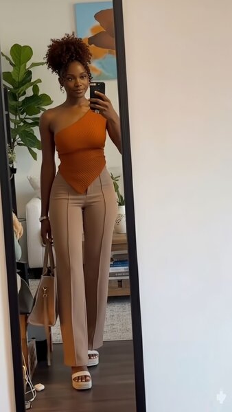 Top asymétrique orange tendance