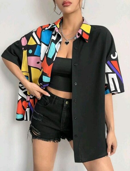Chemise graphique oversize femme