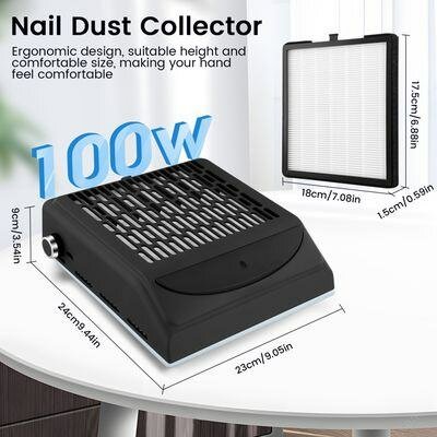 Aspirateur Ongles Professionnelle 100W,Avec Filtre,Usb Inter