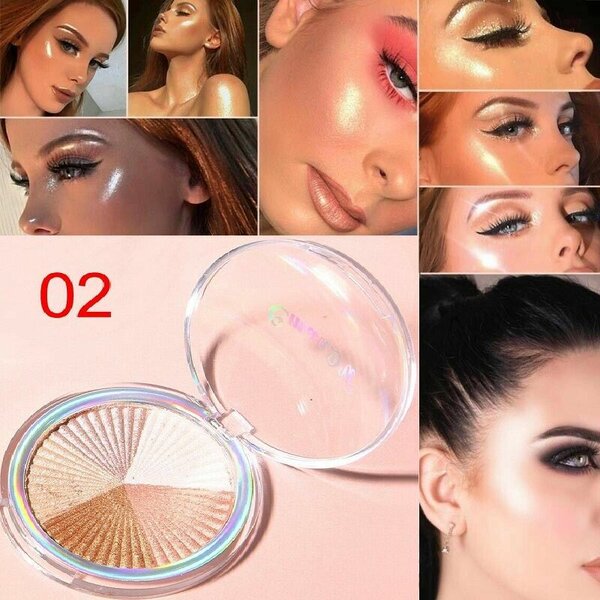 CmaaDu 3D Shimmer Highlighter Face Powder Palette Face Base