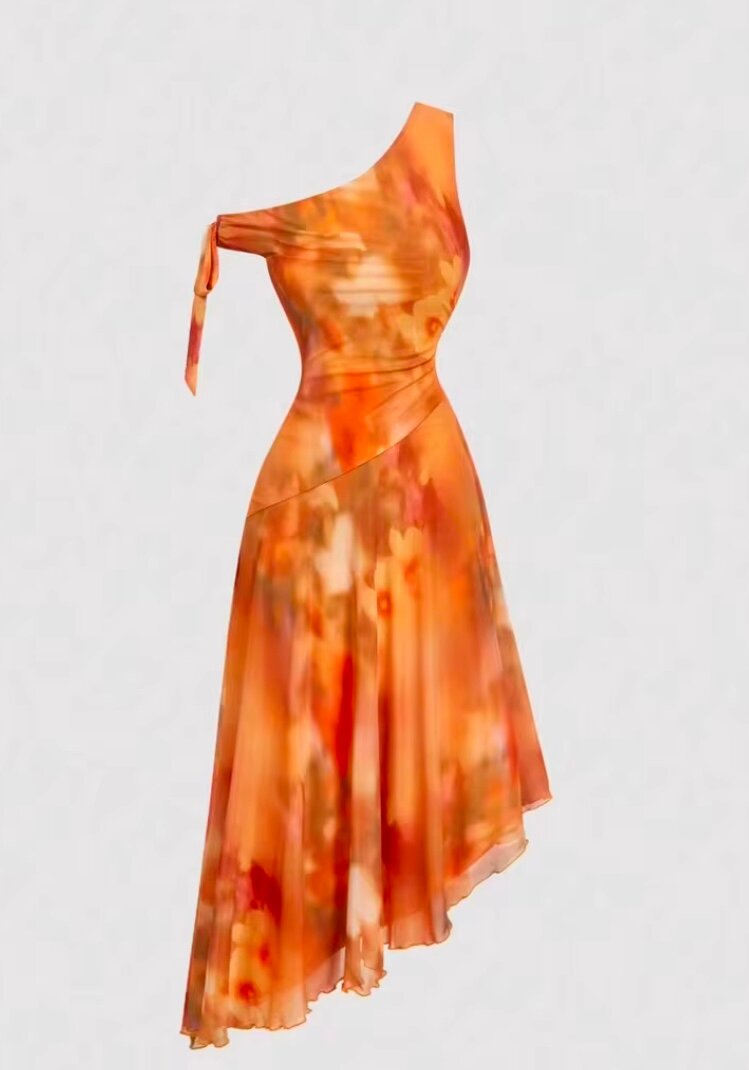 Robe Asymétrique Orange
