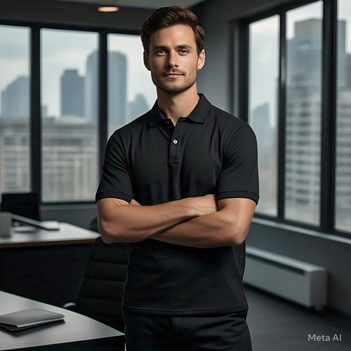 Black polo shirt