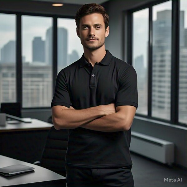 Black polo shirt