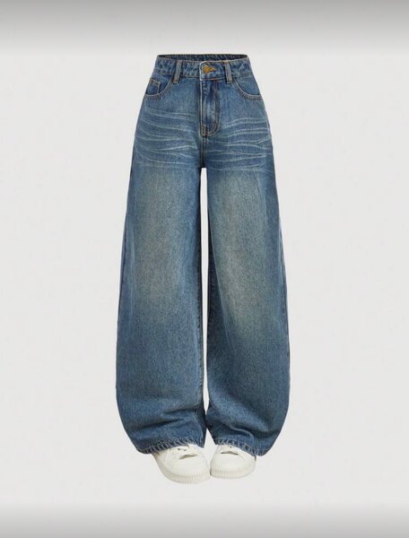 Jean large taille haute femme