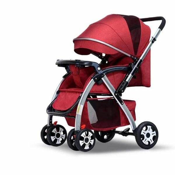 Red Four-wheeled stroller