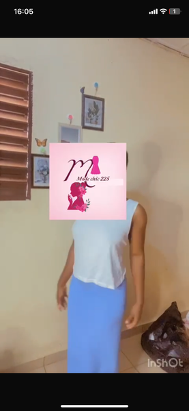 Jupe longue bleu et top