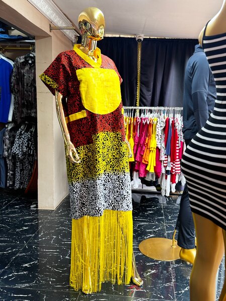 Brown and yellow African wear