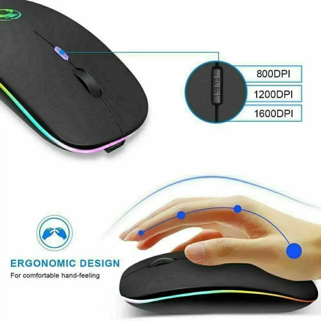 Souris sans fil RGB ergonomique