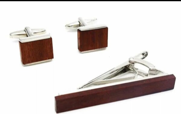 Ensemble boutons de manchette bois