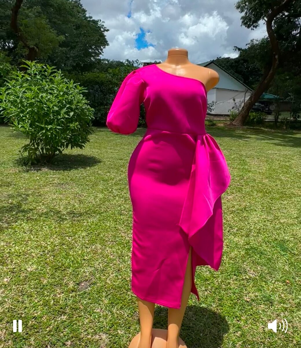 Hot pink evening dress